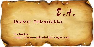 Decker Antonietta névjegykártya